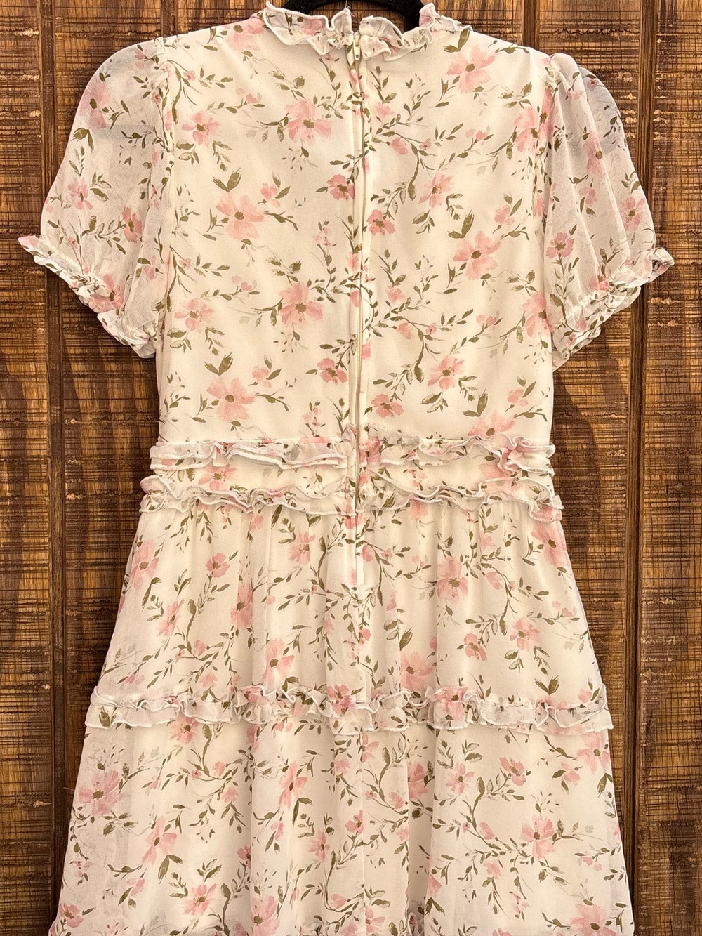 White Floral Ruffle Dress - Picture 10 of 12